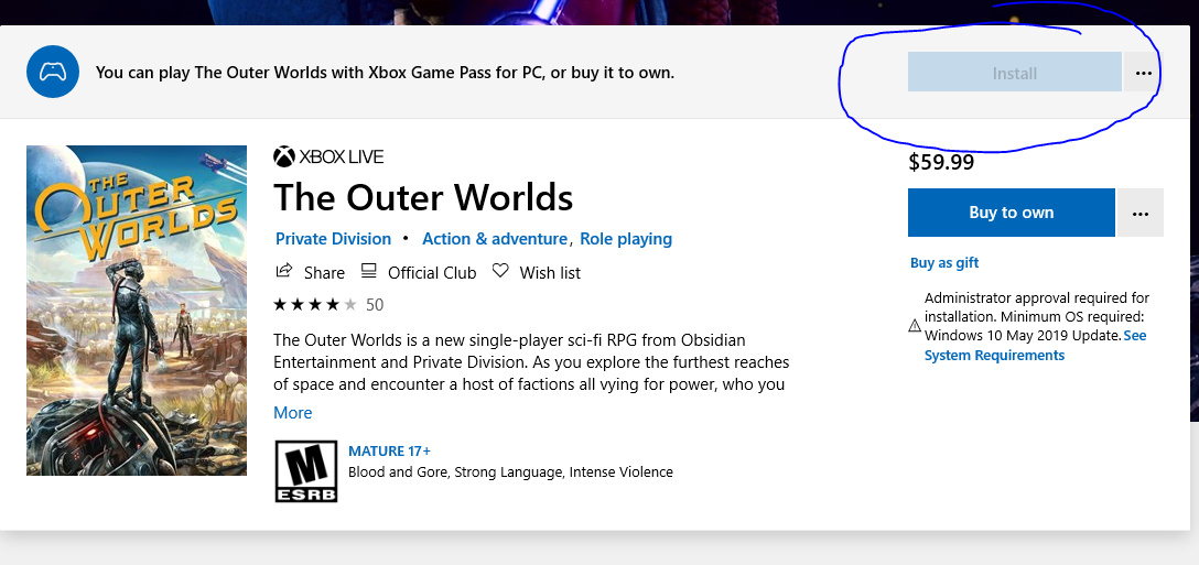 outer worlds ms store