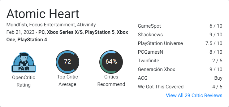 Atomic Heart Reviews - OpenCritic
